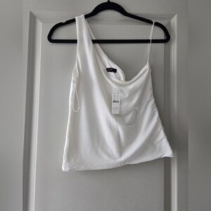 J. Crew White Asymmetrical Tank Top